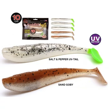MANN'S Q-PADDLER KRILL INSIDE GUMIHAL 5DB/CS 10CM - SALT&PEPPER UV-TAIL / SAND GOBY