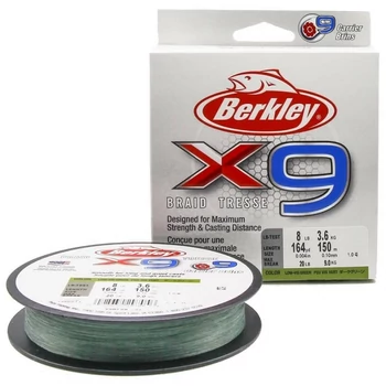BERKLEY X9 BRAID TRESSE FONOTT ZSINÓR 150M LV-GREEN