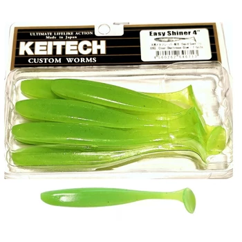 KEITECH EASY SHINER GUMIHAL 4" 10CM - CLEAR CHARTREUSE GLOW