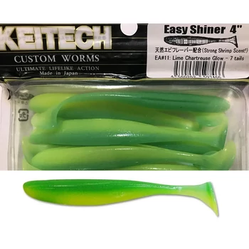 KEITECH EASY SHINER GUMIHAL 4" 10CM - LIME CHARTREUSE GLOW