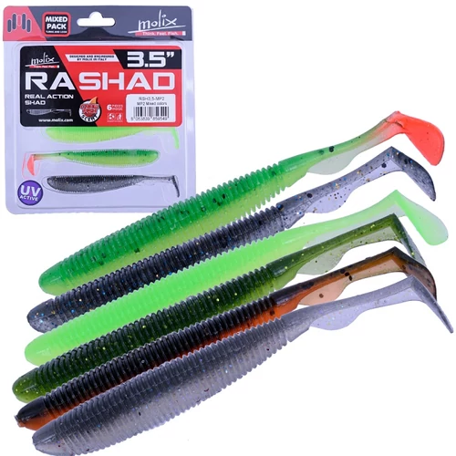 MOLIX RA SHAD 3" 8DB 7,6CM - UV TOURNAMENT BLUE CHARTREUSE