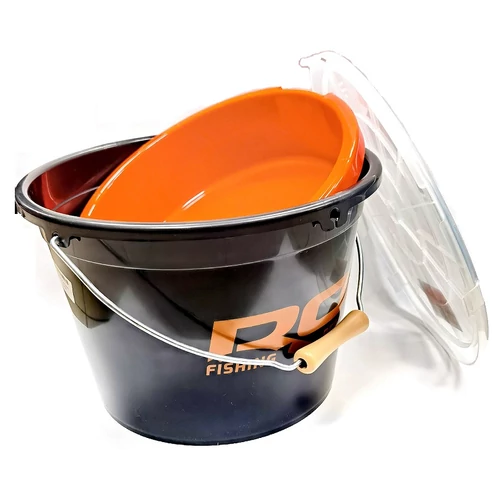 ROK FISHING KEREK VÖDÖR + TÁLCÁVAL + TETŐVEL FEKETE/NARANCS - 13L