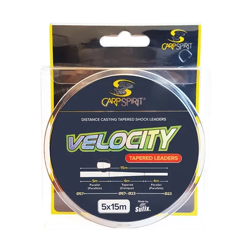 CARP SPIRIT VELOCITY TAPERED LEADERS FELVASTAGODÓ DOBÓELŐKE 5X15M 0,57-0,23