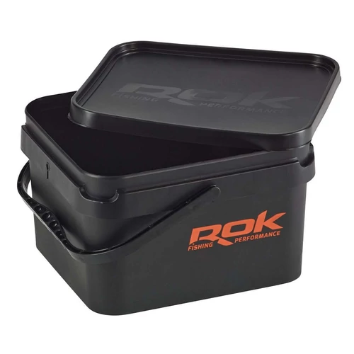 ROK FISHING SZÖGLETES VÖDÖR TETŐVEL FEKETE - 10L