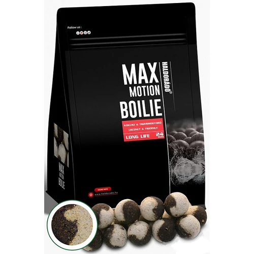 HALDORÁDÓ MAX MOTION LONG LIFE BOJLI 800G 24MM - KÓKUSZ &amp; TIGRISMOGYORÓ