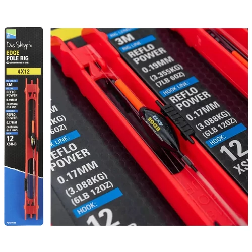 PRESTON 4X12 EDGE POLE RIG ELŐKÖTÖTT RAKÓS SZERELÉK