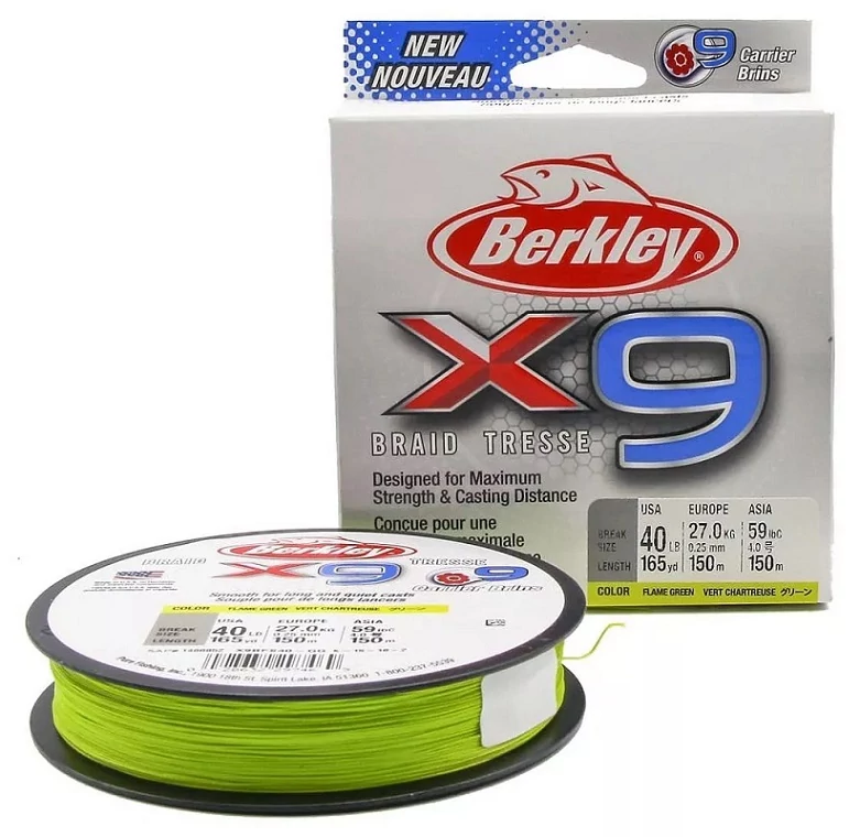 BERKLEY X9 BRAID TRESSE FONOTT ZSINÓR 150M CHARTREUSE