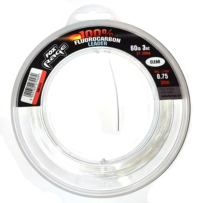 FOX RAGE 100% FLUOROCARBON LEADER ELŐKEZSINÓR 0,75MM 60LB 30M