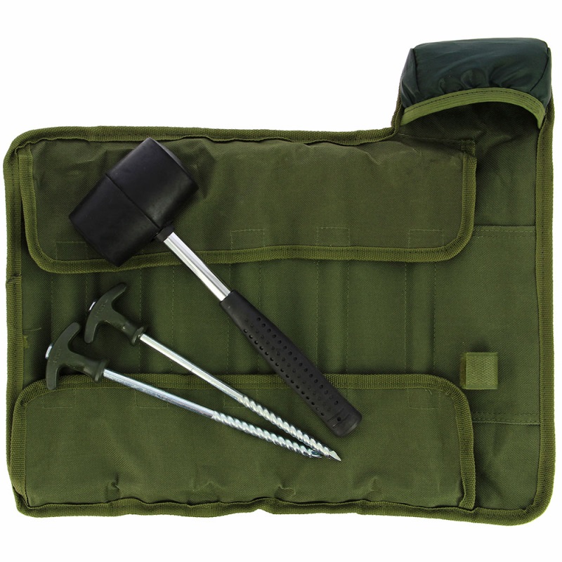 NGT BIVVY PEGS AND MALLET IN ROLL LESZÚRÓ KÉSZLET GUMIKALAPÁCCSAL